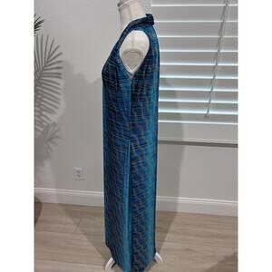 Gorgeous Blue & Gold Halter Dress – Women’s Size 1X | Boho Disco Vibes